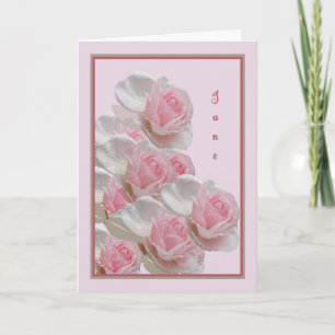 June Birthday Card with Pink Roses
