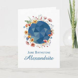 June Birthstone Alexandrite Birthday Wildflowers Card