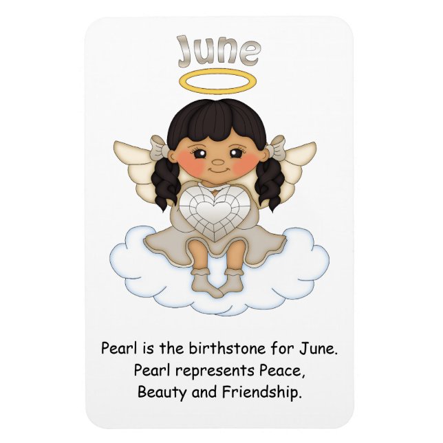June Birthstone Angel Black Premium Magnet (Vertical)