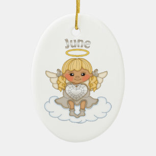 June Birthstone Angel Blonde Ceramic Ornament