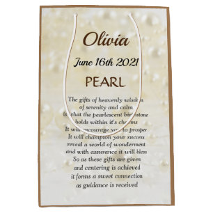 June Birthstone Pearl design  Medium Gift Bag