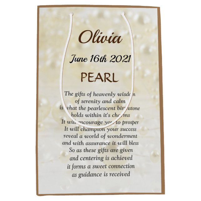 June Birthstone Pearl design  Medium Gift Bag (Front)