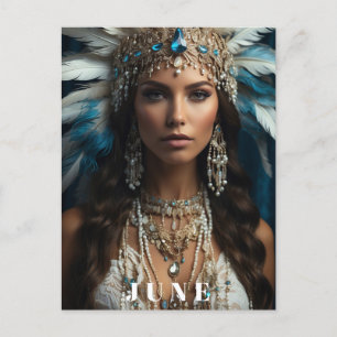 *~ JUNE Boho Woman BIRTHDAY PEARLS AP53 Postcard