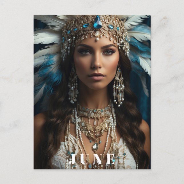 *~ JUNE Boho Woman BIRTHDAY PEARLS AP53 Postcard (Front)