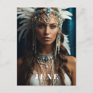 *~ JUNE Boho Woman BIRTHDAY PEARLS AP53 Postcard