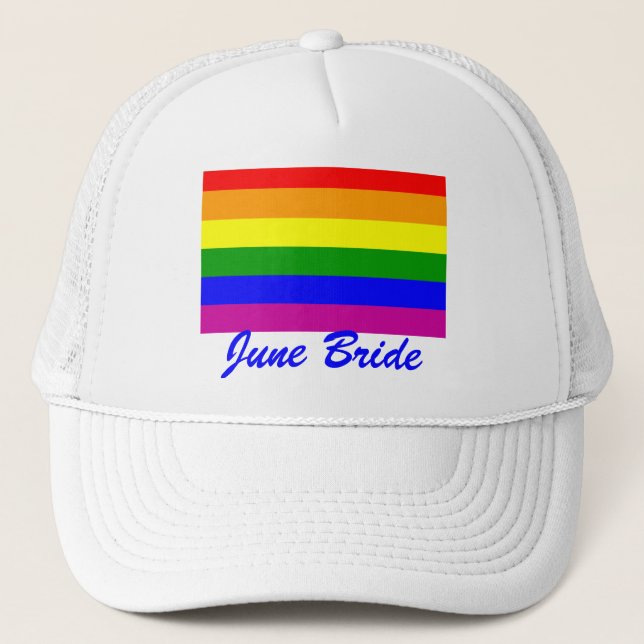 June Bride/Gay Pride Trucker Hat (Front)