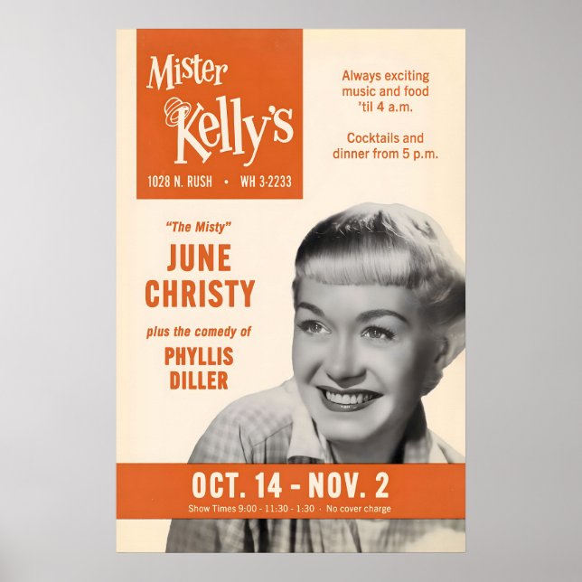 June Christy jazz poster - Mister Kelly's (Front)