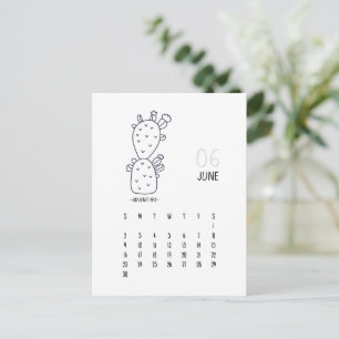 June Customisable Cactus 2024 Calendar Card