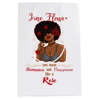 June Flower Rose Black Birthday Queen Melanin Medium Gift Bag