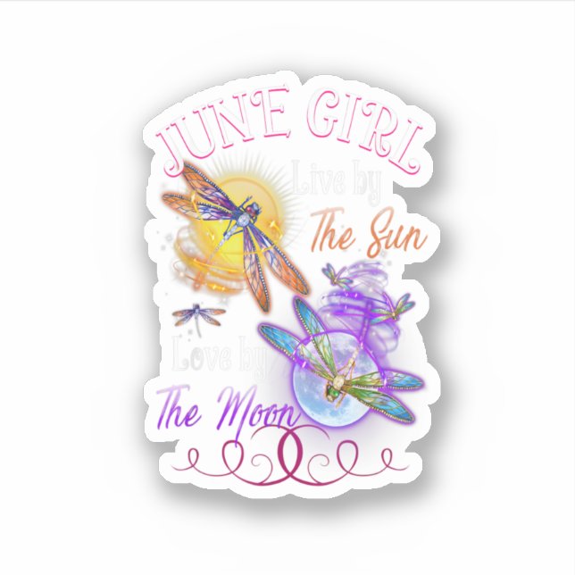 June Girl Lover Moon Dragonfly Funny Birthday  (Front)