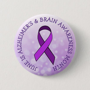June is Alzheimer’s and Brain Awareness Month 6 Cm Round Badge