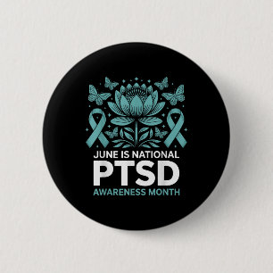 June Is National Ptsd Awareness Month Teal Ribbon 6 Cm Round Badge