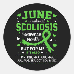 June Is Scoliosis Awareness Month Green Ribbon Classic Round Sticker