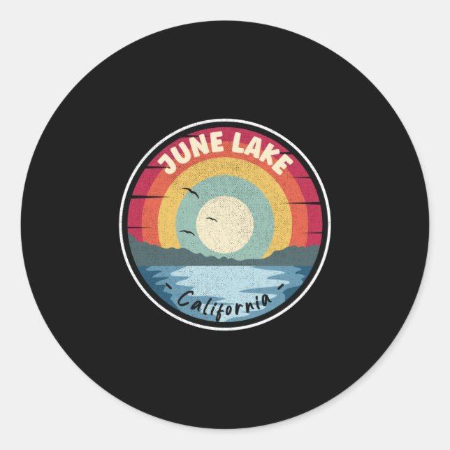 June Lake California Colourful Scene Classic Round Sticker (Front)