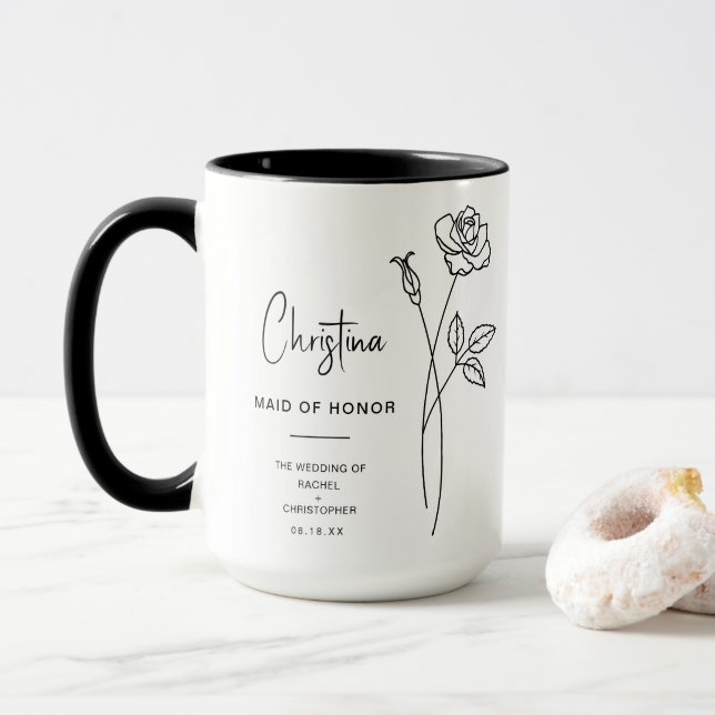 June Maid of Honour | Rose Birth Flower Mug (With Donut)
