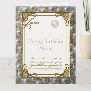 June Pearl Birthstone Birthday 8.5x11 Card