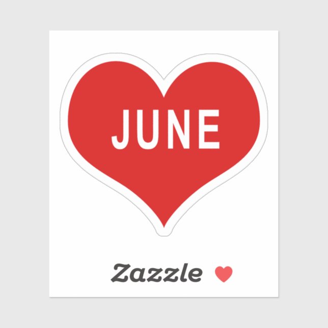 JUNE Red Love Heart Vinyl Sticker (Sheet)