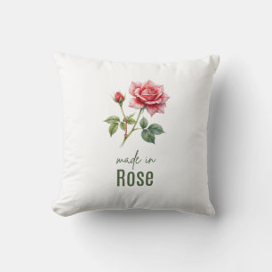 June Rose Birth Flower Flat Thank You Cushion