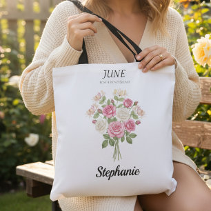 June Rose Birth Month Floral Grandma Gift Tote Bag