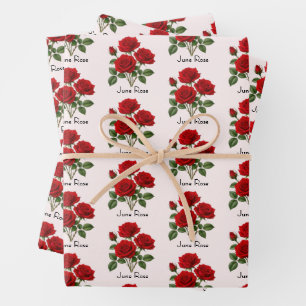 June Rose Flowers Wrapping Paper Sheet