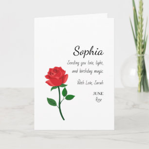 June Rose Personalised Birthday Card