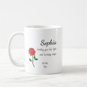 June Rose Personalised Birthday Coffee Mug