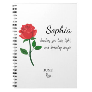 June Rose Personalised Birthday Notebook
