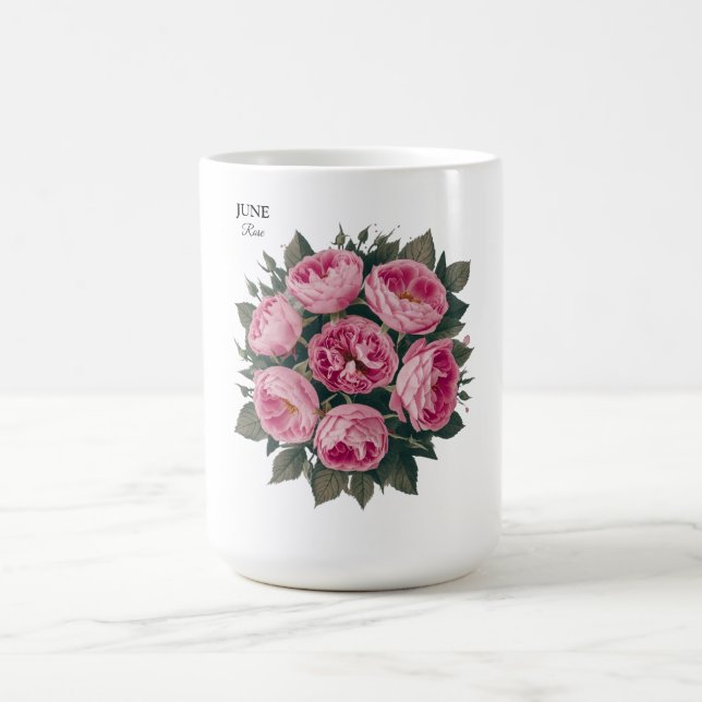 June Rose: Personalized Birthday Bloom Coffee Mug (Center)