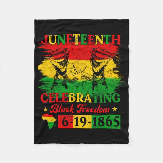 June Teenth Flag Celebrating Black Freedom Junetee Fleece Blanket (Front)