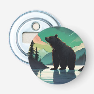 Juneau Alaska grizzly bear aurora northern lights Bottle Opener