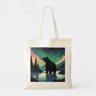 Juneau Alaska grizzly bear aurora northern lights  Tote Bag