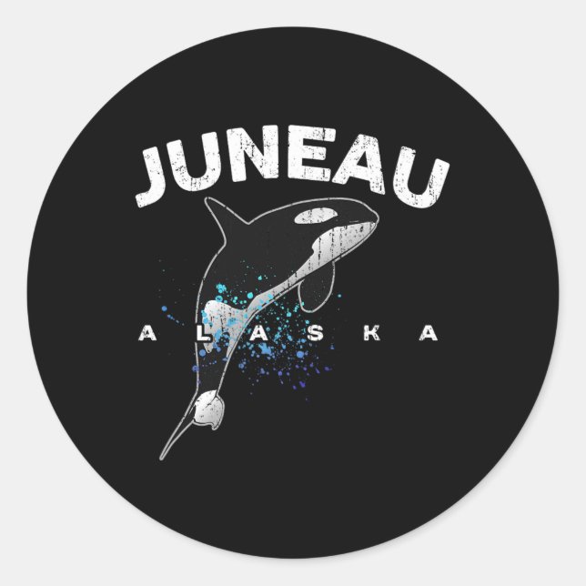 Juneau Alaska Orca Killer Whale Lover Vacation Tri Classic Round Sticker (Front)