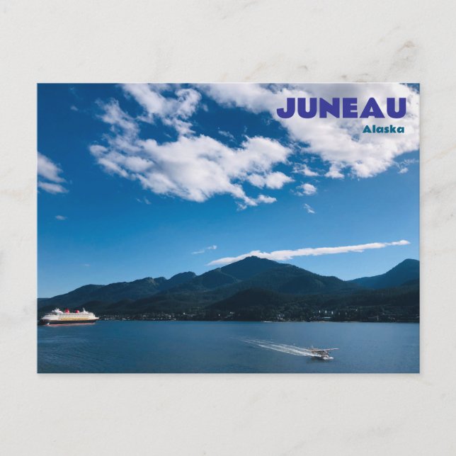 Juneau Alaska Postcard with Cruise Float Plane (Front)