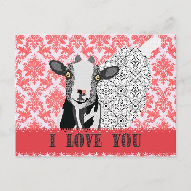 Junebug Love Damask  Postcard (Front)