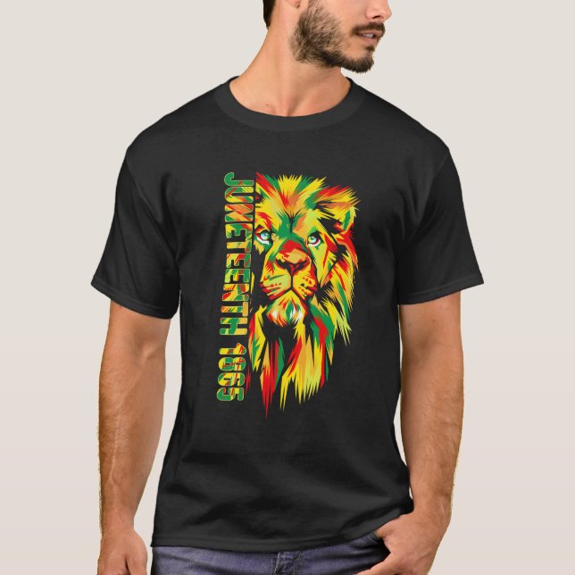 Junenth African American Black Lion 1865 King T-Shirt (Front)