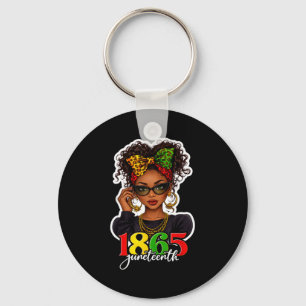 Juneteenth 1856 messy bun black women  key ring