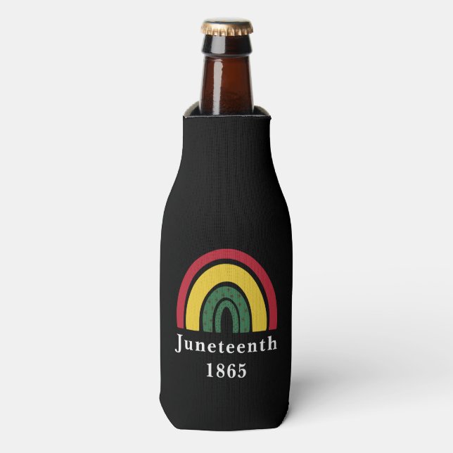 Juneteenth 1865 African American Black History Bottle Cooler (Bottle Front)