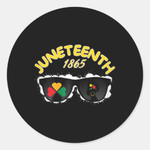 Juneteenth 1865 Afro Pride Black Woman With Sungle Classic Round Sticker