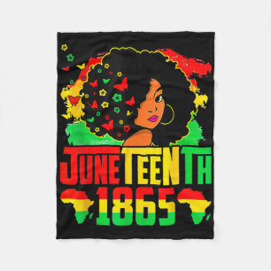 Juneteenth 1865 Black Afro Woman Fleece Blanket