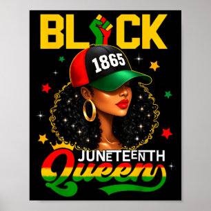 Juneteenth 1865 black queen afro girl women poster