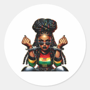 Juneteenth 1865 Breaking Every Chain African Locs  Classic Round Sticker