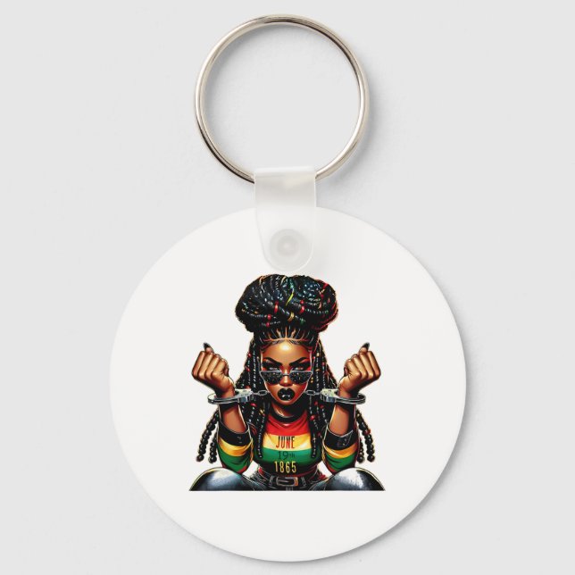 Juneteenth 1865 Breaking Every Chain African Locs  Key Ring (Front)