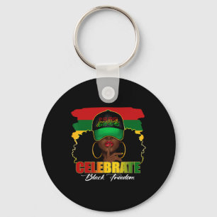 Juneteenth 1865 Celebrate Black Freedom Black Wome Key Ring