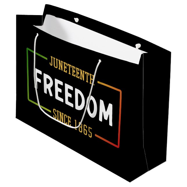 Juneteenth 1865 Celebrating Black Freedom Large Gift Bag (Front Angled)