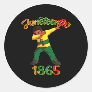 Juneteenth 1865 Dab Black Man Brown Skin Afro Amer Classic Round Sticker