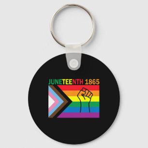 Juneteenth 1865 Fist Rainbow Flag Gay Pride Month  Key Ring