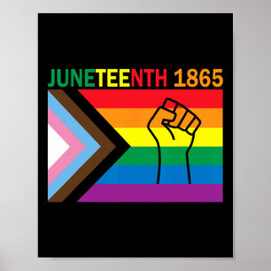 Juneteenth 1865 Fist Rainbow Flag Gay Pride Month Poster