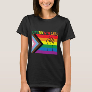 Juneteenth 1865 Fist Rainbow Flag Gay Pride Month  T-Shirt