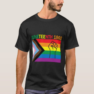Juneteenth 1865 Fist Rainbow Flag Gay Pride Month T-Shirt