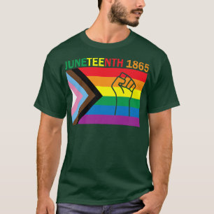 Juneteenth 1865 Fist Rainbow Flag Gay Pride Month  T-Shirt